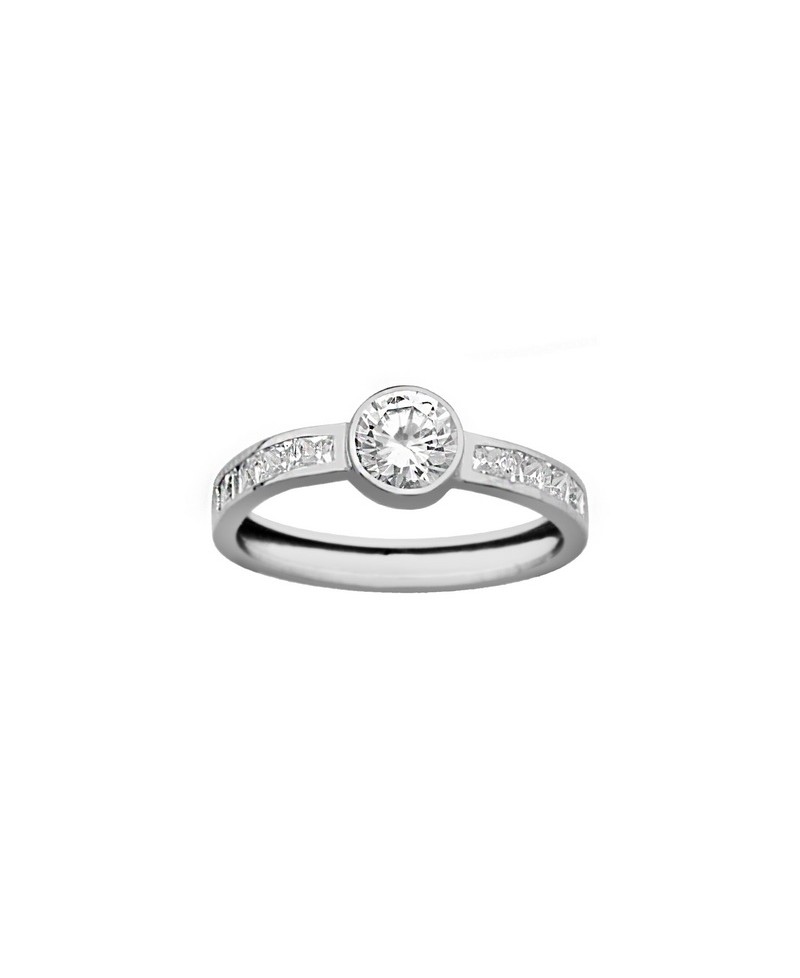 Sortija oro blanco circonita 6mm | Joyería Gimeno | Tu joyería de confianza en Valencia