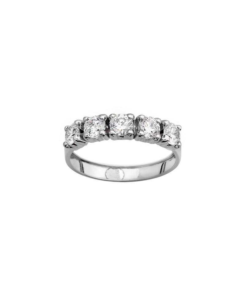 Sortija oro blanco cinquillo | Joyería Gimeno | Tu joyería de confianza en Valencia