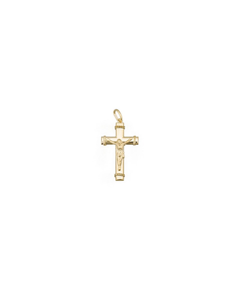 Cruz oro amarillo detalle cordon | Joyería Gimeno | Tu joyería de confianza en Valencia