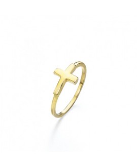 Anillo plata cruz oro