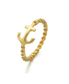 Anillo plata dos tonos ancla
