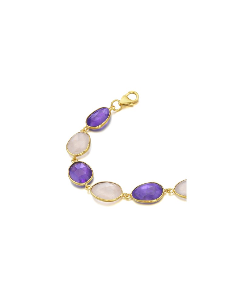 Pulsera LeCarre con amatista y cuarzo rosa | Joyería Gimeno | Tu joyería de confianza en Valencia