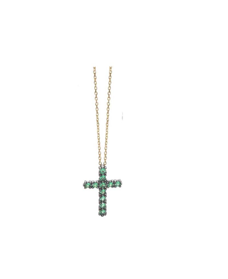Colgante Lecarre cruz verde + cadena | Joyería Gimeno | Tu joyería de confianza en Valencia