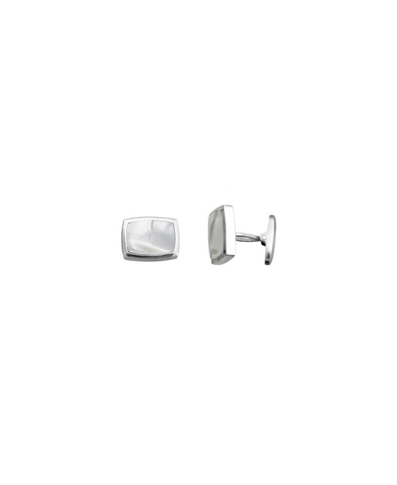Gemelos plata con nacar rectangular | Joyería Gimeno | Tu joyería de confianza en Valencia