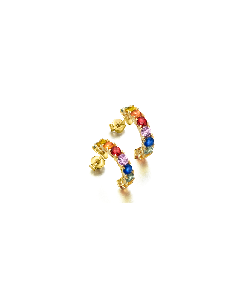 Pendientes Lecarre oro zafiros decolores | Joyería Gimeno | Tu joyería de confianza en Valencia