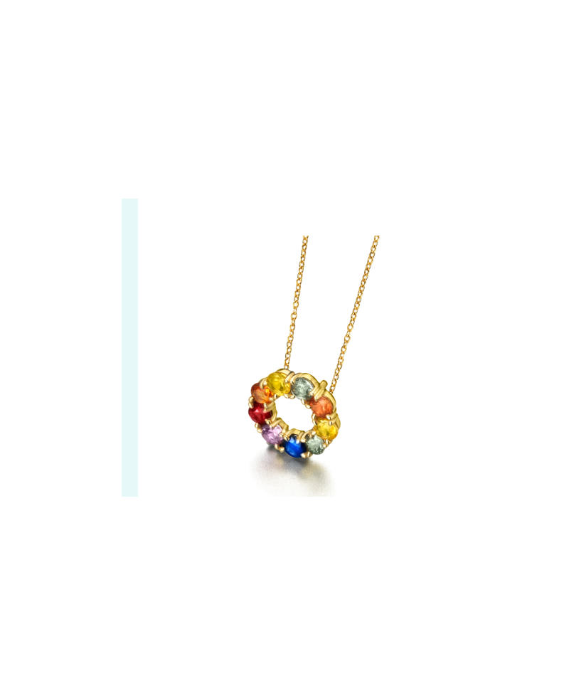 Colgante Lecarre oro zafiros colores | Joyería Gimeno | Tu joyería de confianza en Valencia