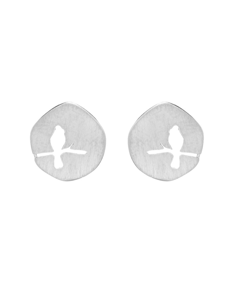 Pendientes plata,mua mua pájaro en rama | Joyería Gimeno | Tu joyería de confianza en Valencia