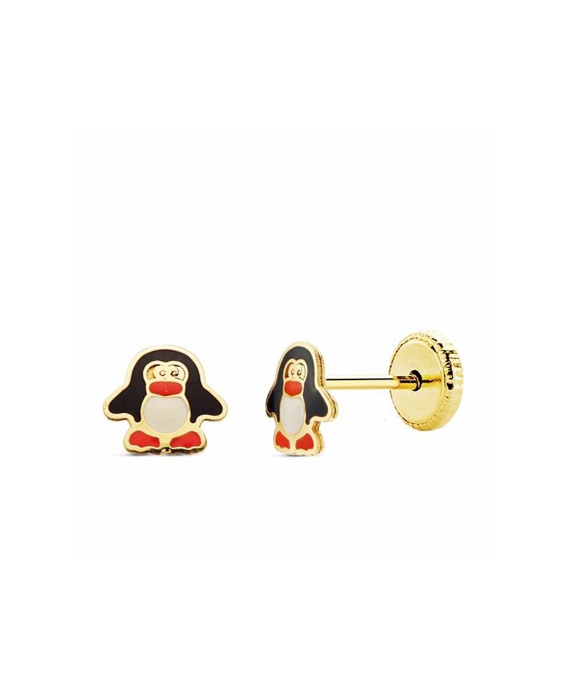 Pendiente bebe pingüino esmalte | Joyería Gimeno | Tu joyería de confianza en Valencia