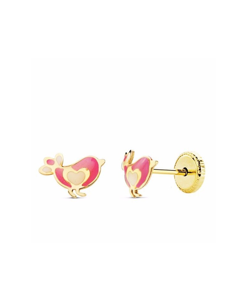 Pendiente bebe pájaro esmalte | Joyería Gimeno | Tu joyería de confianza en Valencia