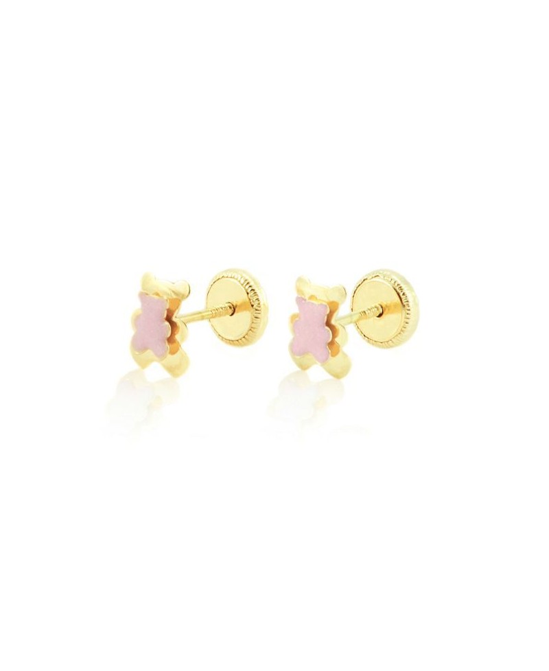 Pendiente bebe oso rosa | Joyería Gimeno | Tu joyería de confianza en Valencia