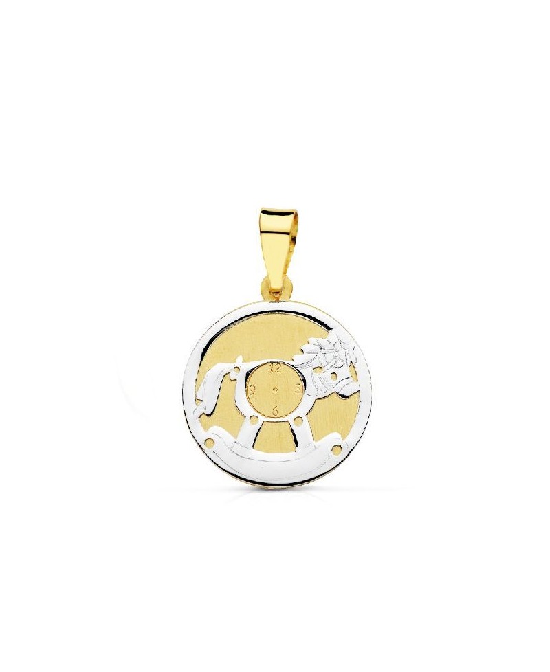 Medalla bicolor caballo reloj 14mm | Joyería Gimeno | Tu joyería de confianza en Valencia