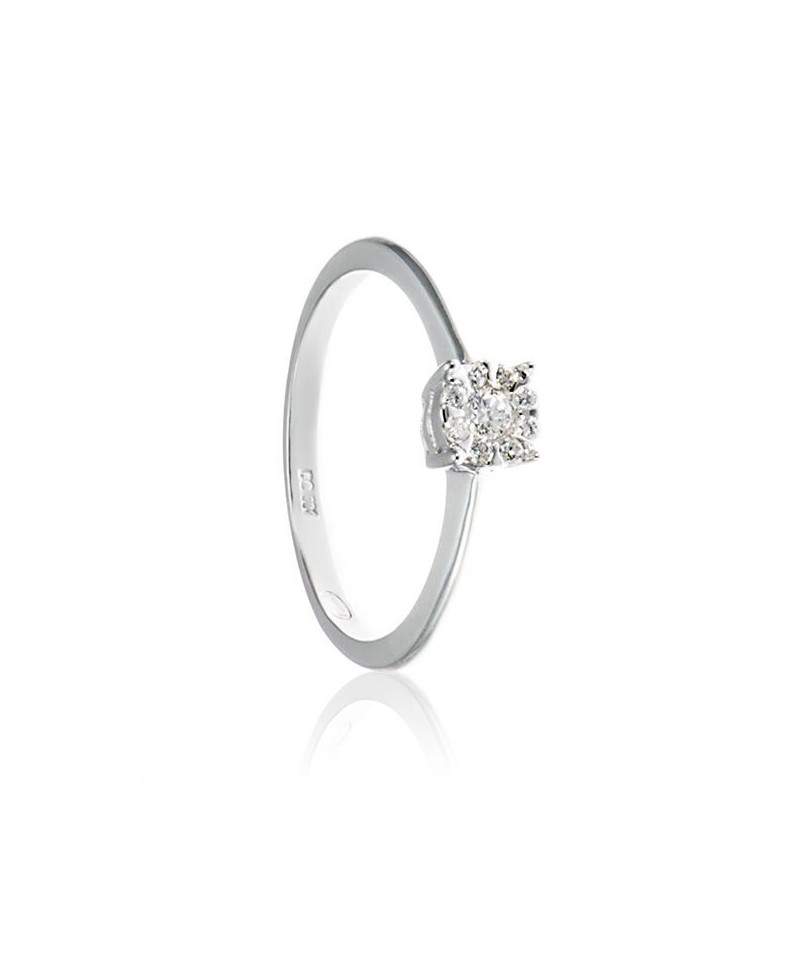 Anillo brillante oro blanco 0.12cts | Joyería Gimeno | Tu joyería de confianza en Valencia