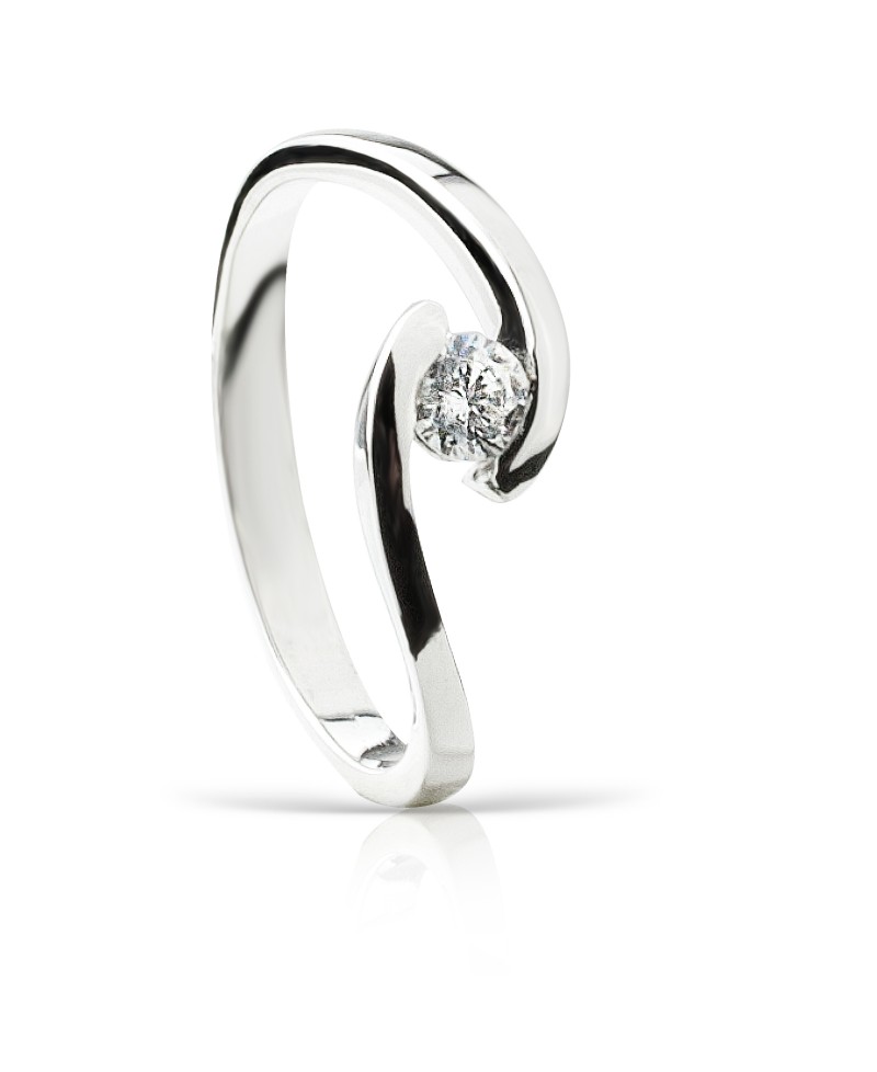 Anillo oro blanco brillante 0.10 | Joyería Gimeno | Tu joyería de confianza en Valencia