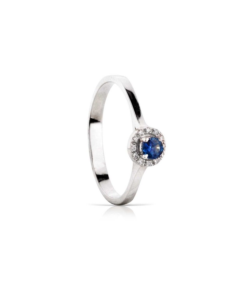 Anillo con 0.04 de brillantes y zafiro | Joyería Gimeno | Tu joyería de confianza en Valencia