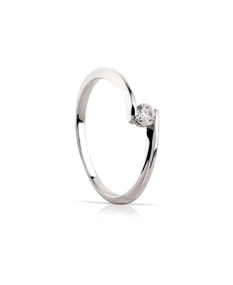 Anillo oro blanco brillante de 0.10 | Joyería Gimeno | Tu joyería de confianza en Valencia