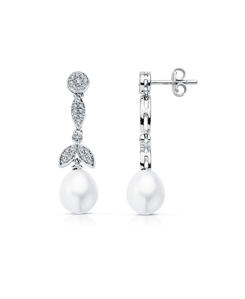 Pendientes de perla cultivada y brillantes | Joyería Gimeno | Tu joyería de confianza en Valencia