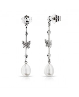 Pendientes perla y brillantes