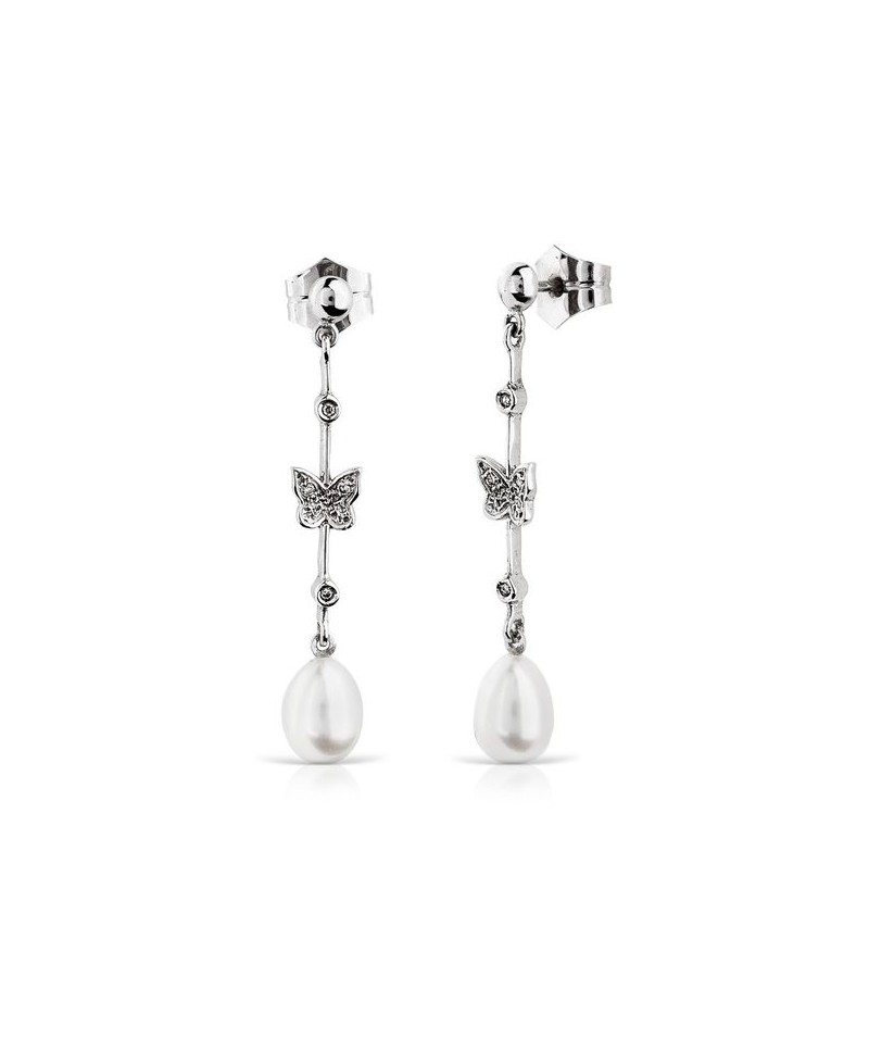 Pendientes perla y brillantes | Joyería Gimeno | Tu joyería de confianza en Valencia