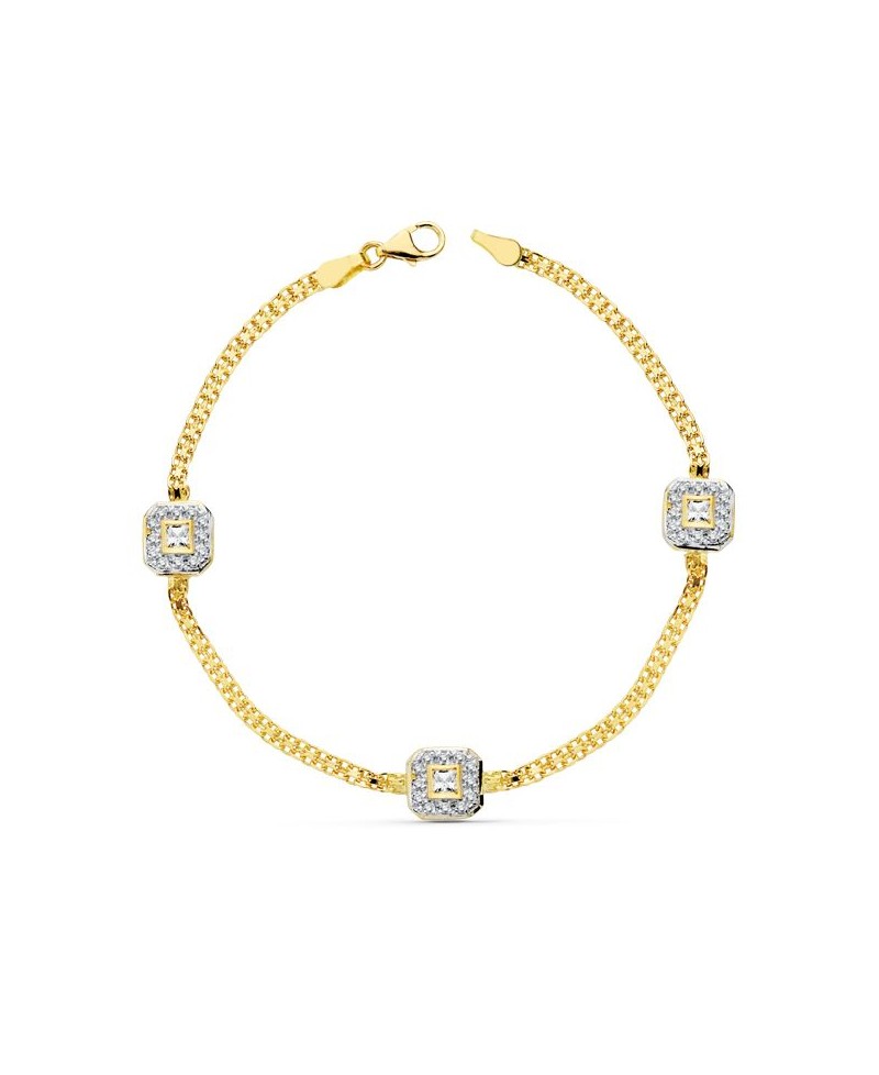 Pulsera comunión cuadrado oro | Joyería Gimeno | Tu joyería de confianza en Valencia