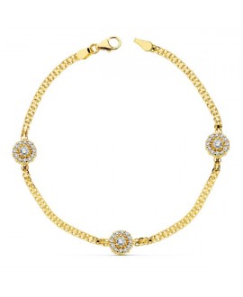 Pulsera comunión rosetón oro