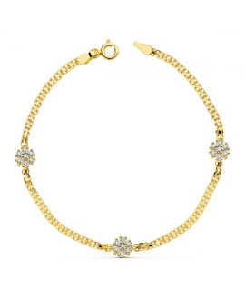 Pulsera comunión rosetón 7 oro