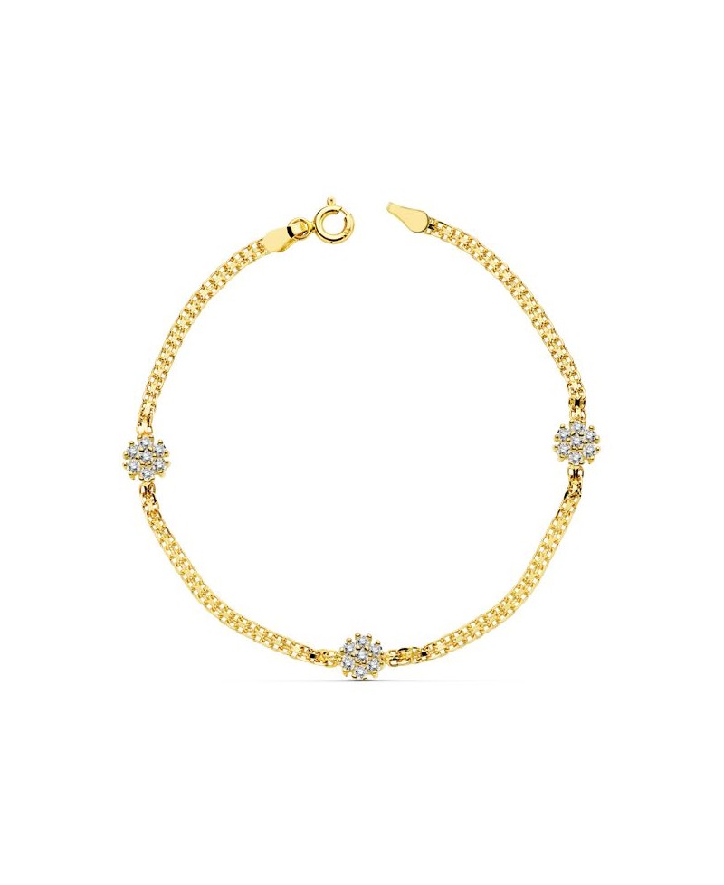 Pulsera comunión rosetón 7 oro | Joyería Gimeno | Tu joyería de confianza en Valencia