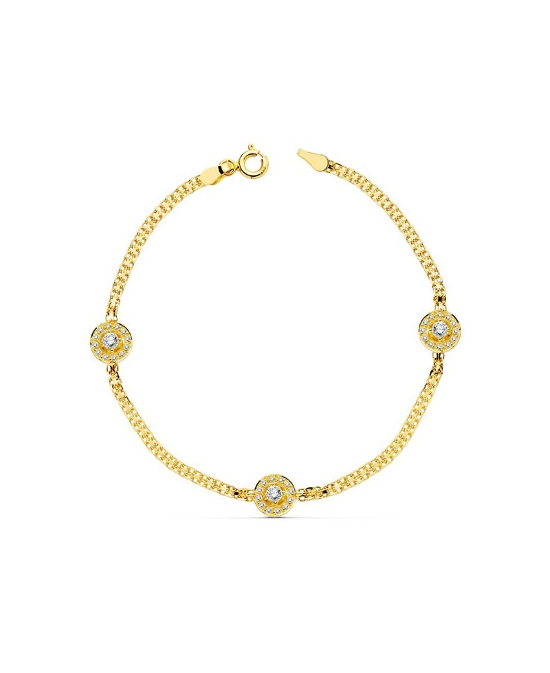 Pulsera comunión con circonitas oro | Joyería Gimeno | Tu joyería de confianza en Valencia