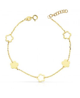 Pulsera de niña flores oro