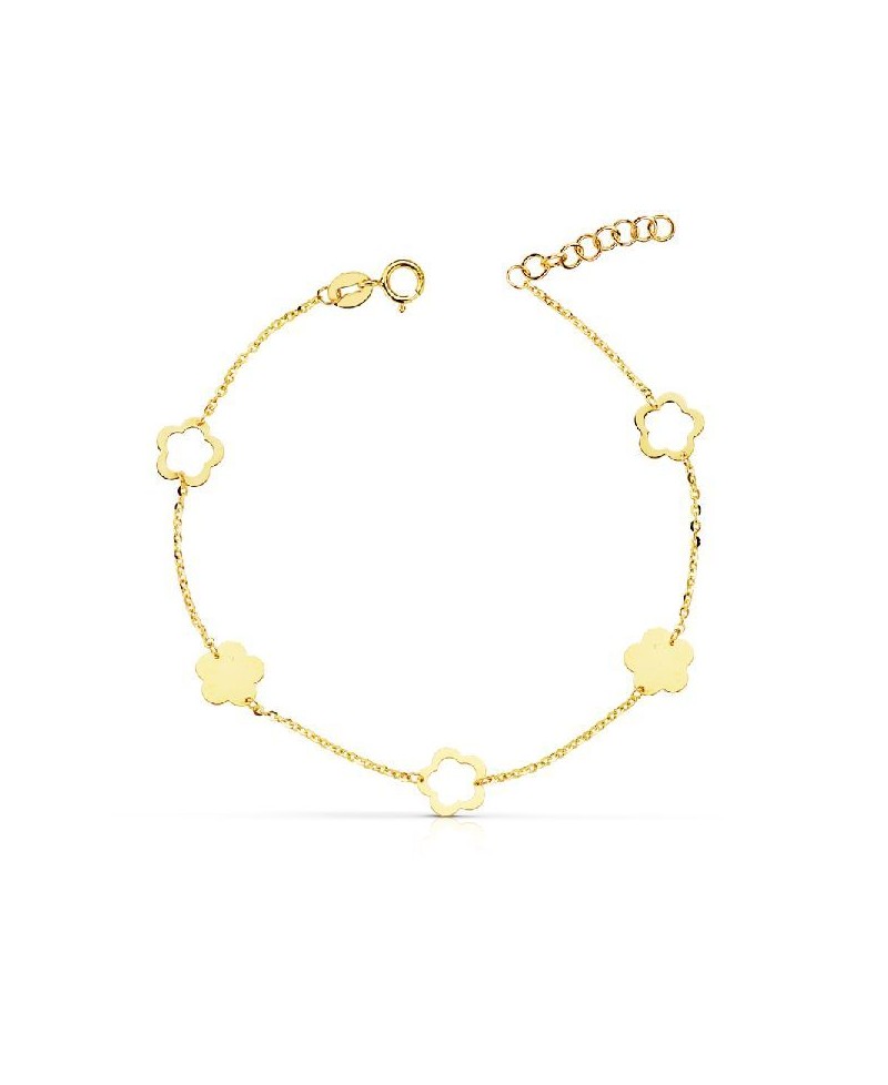 Pulsera de niña flores oro | Joyería Gimeno | Tu joyería de confianza en Valencia