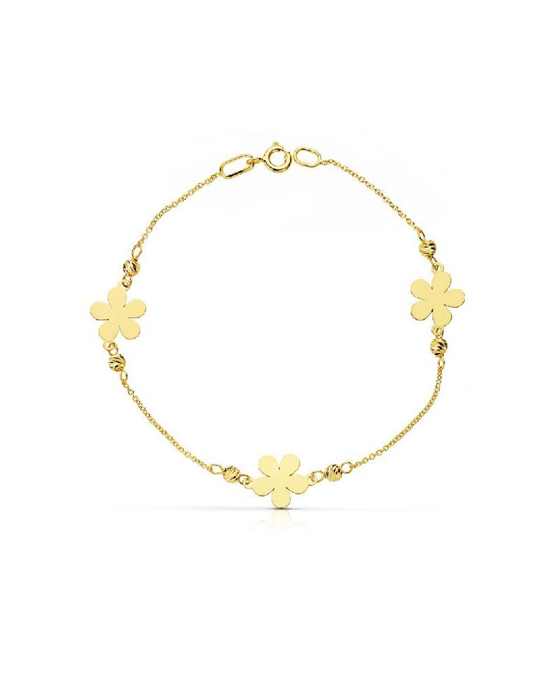 Pulsera niña flores y bolas | Joyería Gimeno | Tu joyería de confianza en Valencia