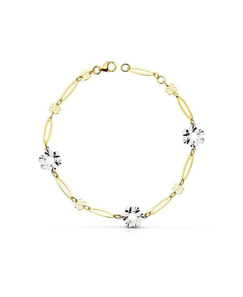 Pulsera niña flor blanco lapidado | Joyería Gimeno | Tu joyería de confianza en Valencia