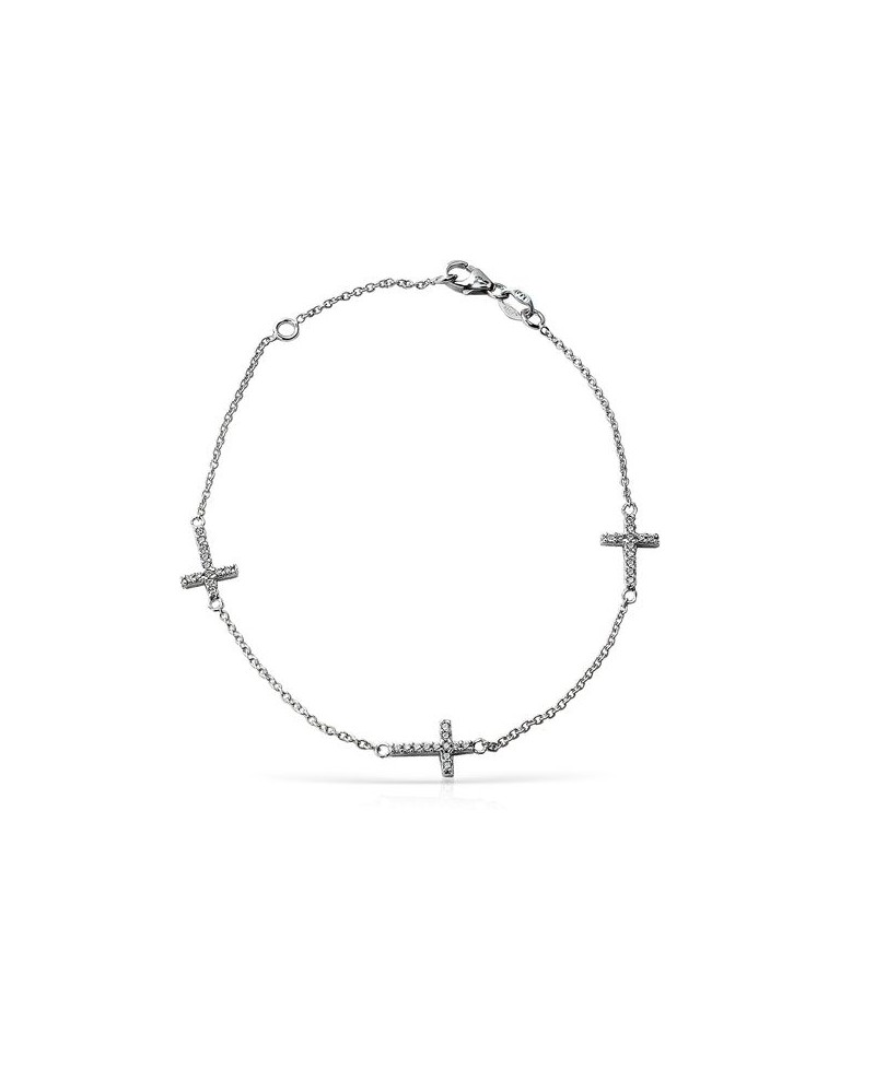 Pulsera mujer oro blanco cruz | Joyería Gimeno | Tu joyería de confianza en Valencia