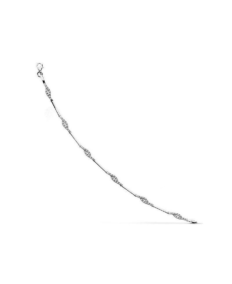 Pulsera mujer oro blanco y circonitas | Joyería Gimeno | Tu joyería de confianza en Valencia