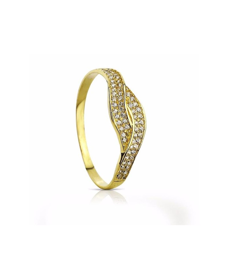 Anillo mujer oro amarillo circonitas doble | Joyería Gimeno | Tu joyería de confianza en Valencia
