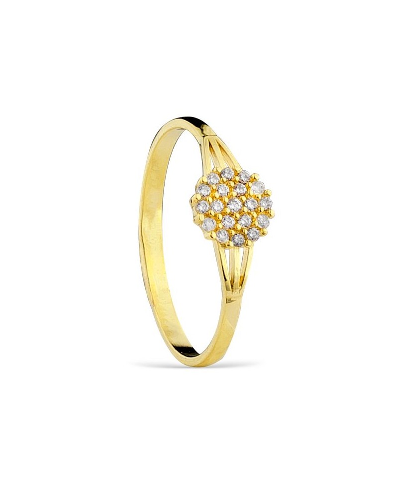 Anillo  comunión  oro  cuajo de circonitas de 6mm | Joyería Gimeno | Tu joyería de confianza en Valencia