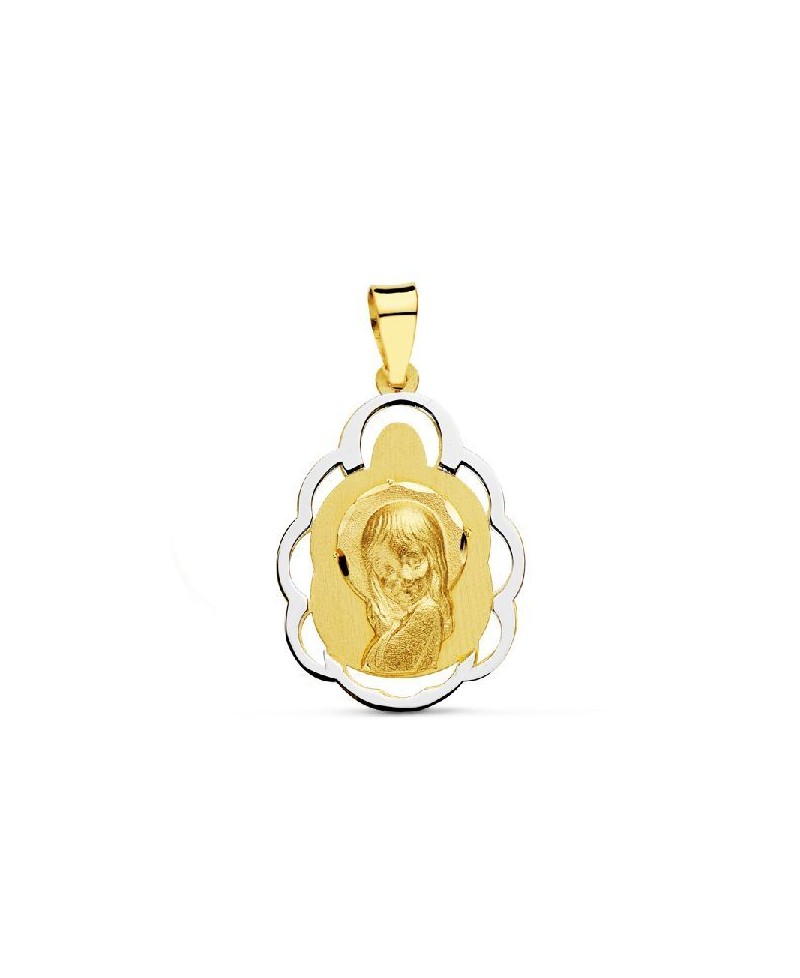 Medalla comunion oval bicolor | Joyería Gimeno | Tu joyería de confianza en Valencia