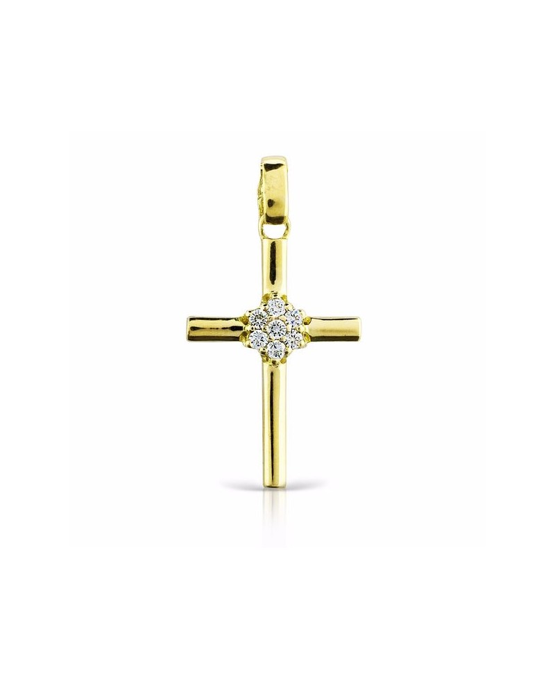 Cruz comunion oro circonitas 20mm | Joyería Gimeno | Tu joyería de confianza en Valencia