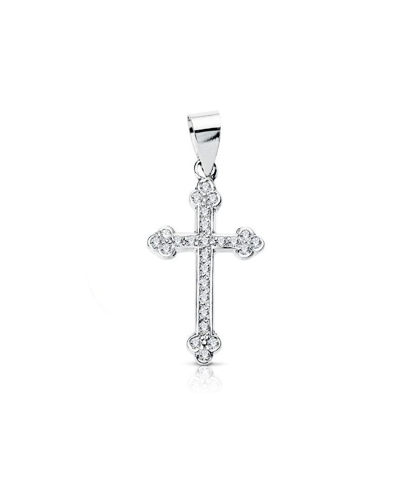 Cruz comunion oro blanco circonitas | Joyería Gimeno | Tu joyería de confianza en Valencia