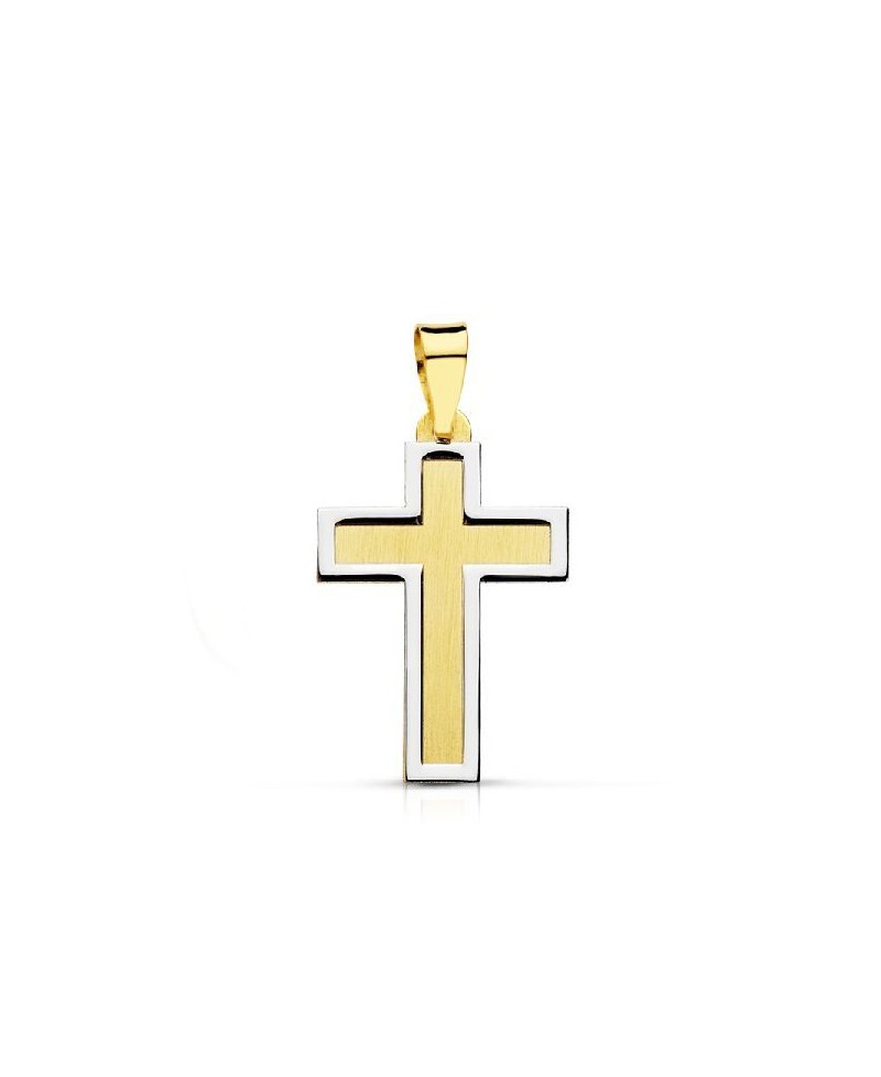 Cruz comunion lisa bicolor | Joyería Gimeno | Tu joyería de confianza en Valencia