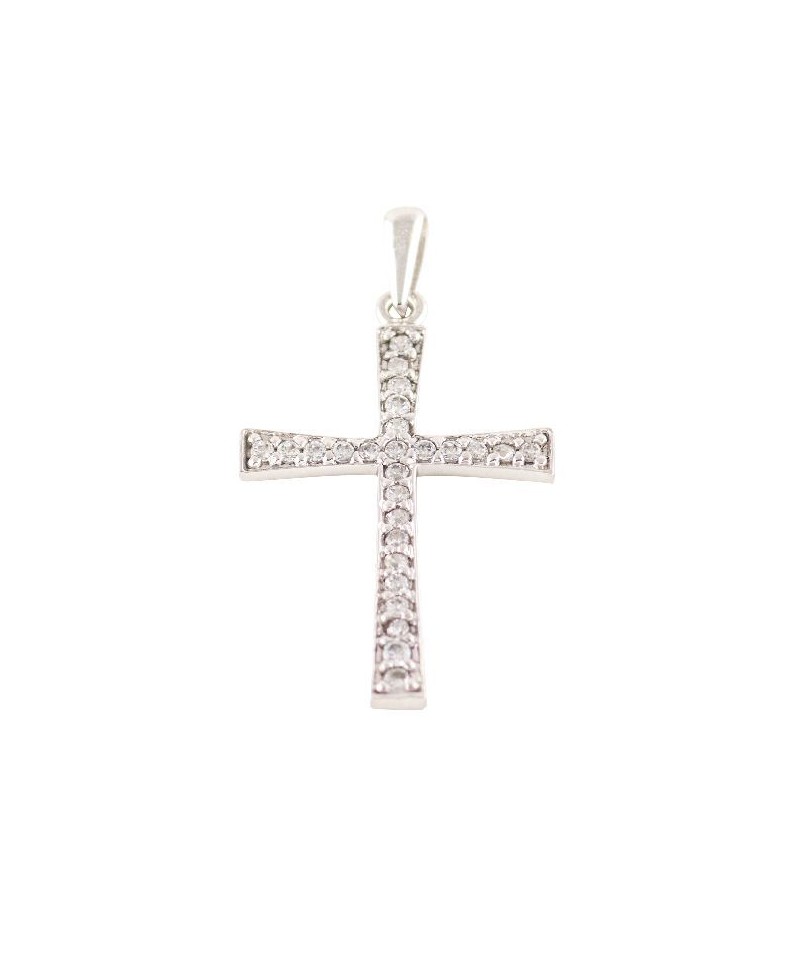 Cruz comunion or blanco cirocnitas 28mm | Joyería Gimeno | Tu joyería de confianza en Valencia