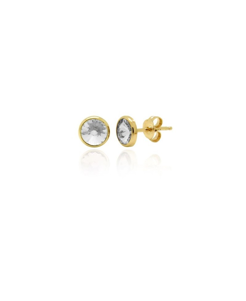Pendiente Victoria cruz basic transparente oro | Joyería Gimeno | Tu joyería de confianza en Valencia