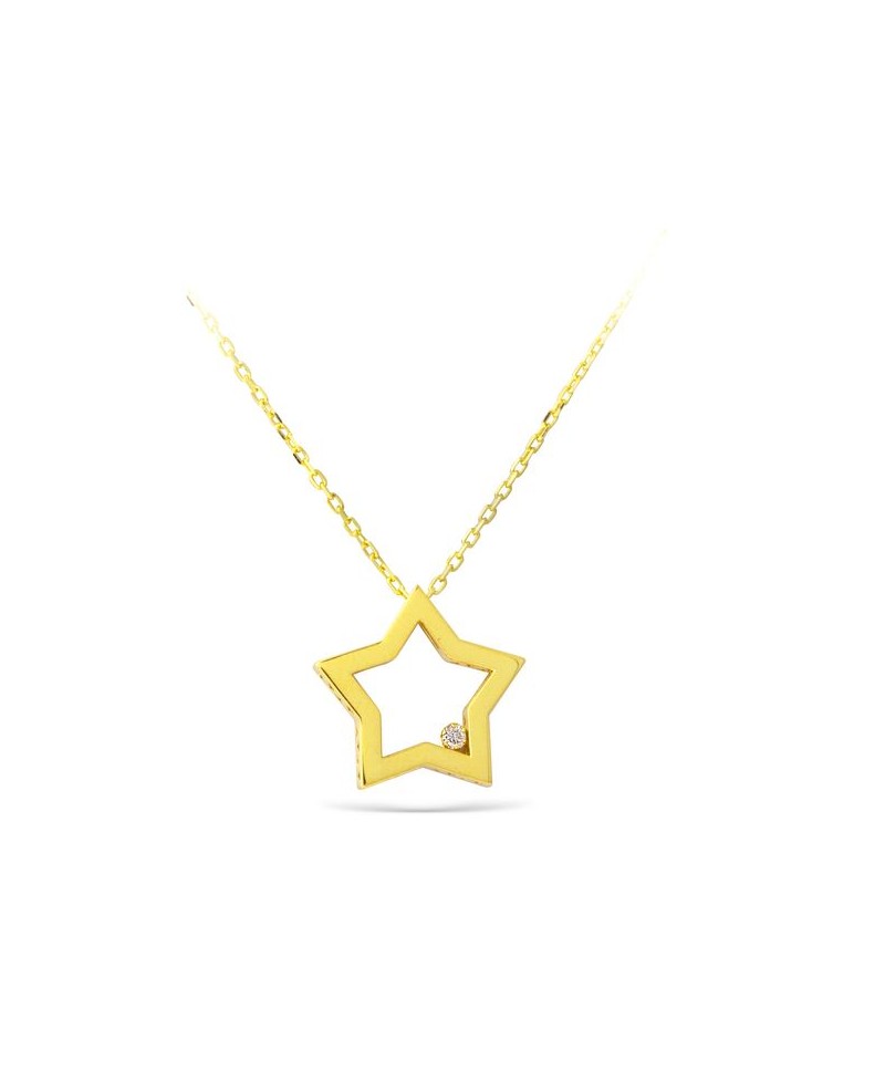 Collar oro amarillo estrella brillante | Joyería Gimeno | Tu joyería de confianza en Valencia