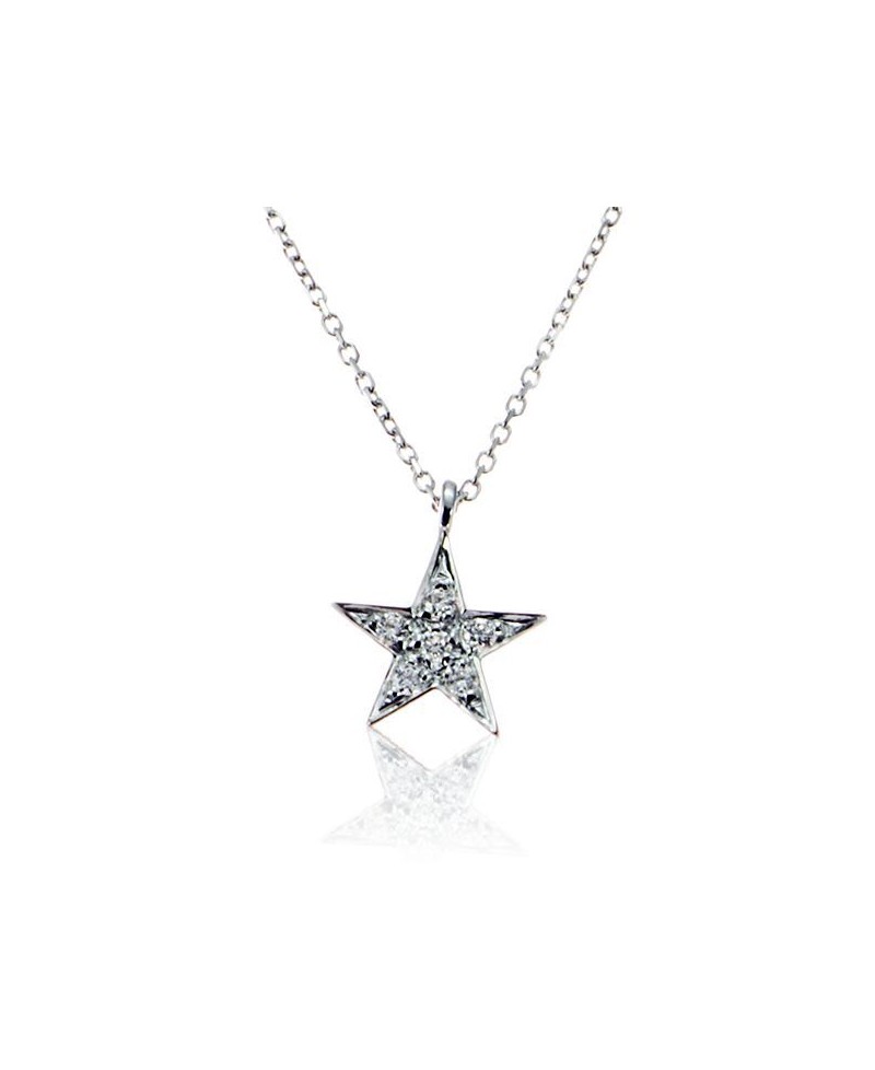 Collar oro blnco estrella cuajada brillantes | Joyería Gimeno | Tu joyería de confianza en Valencia