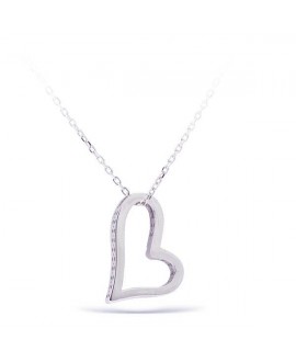 Collar oro blanco corazón lado