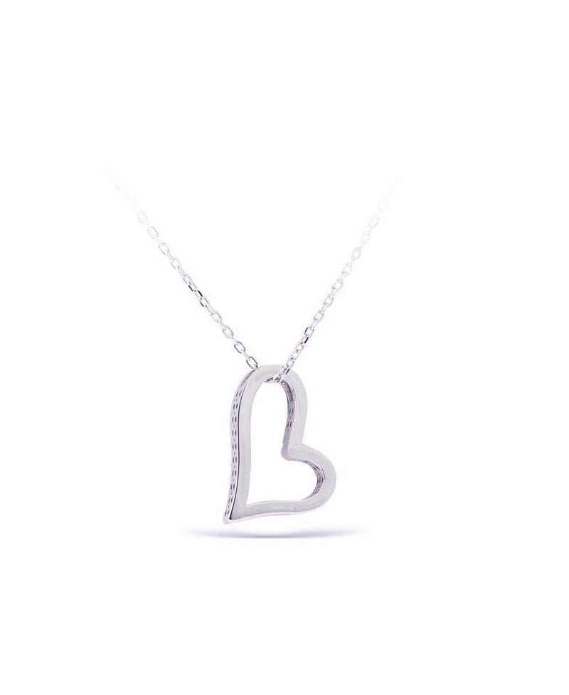 Collar oro blanco corazón lado | Joyería Gimeno | Tu joyería de confianza en Valencia