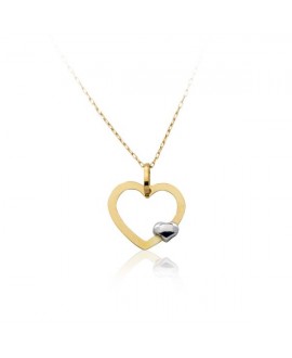Colgante oro corazones bicolor