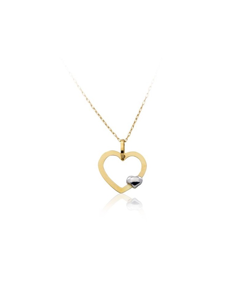 Colgante oro corazones bicolor | Joyería Gimeno | Tu joyería de confianza en Valencia