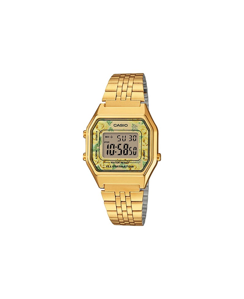 Reloj casio retro flores amarillas dorado | Joyería Gimeno | Tu joyería de confianza en Valencia