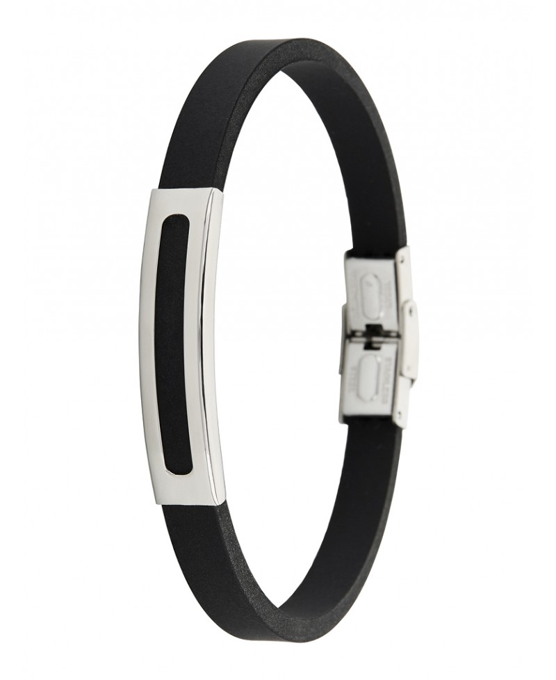 Pulsera de cuero placa de acero D00103/18 | Joyería Gimeno | Tu joyería de confianza en Valencia