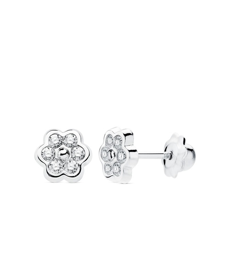 Pendiente de niña o.b 6 circonitas flor | Joyería Gimeno | Tu joyería de confianza en Valencia